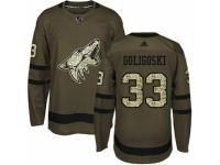 Men Adidas Arizona Coyotes #33 Alex Goligoski Green Salute to Service NHL Jersey