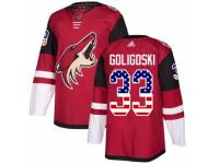 Men Adidas Arizona Coyotes #33 Alex Goligoski Red USA Flag Fashion NHL Jersey