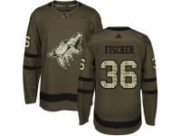Men Adidas Arizona Coyotes #36 Christian Fischer Green Salute to Service NHL Jersey
