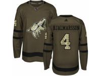 Men Adidas Arizona Coyotes #4 Niklas Hjalmarsson Green Salute to Service NHL Jersey