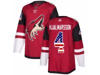 Men Adidas Arizona Coyotes #4 Niklas Hjalmarsson Red USA Flag Fashion NHL Jersey