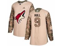 Men Adidas Arizona Coyotes #9 Bobby Hull Camo Veterans Day Practice NHL Jersey