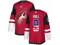 Men Adidas Arizona Coyotes #9 Bobby Hull Red USA Flag Fashion NHL Jersey