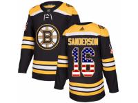 Men Adidas Boston Bruins #16 Derek Sanderson Black USA Flag Fashion NHL Jersey