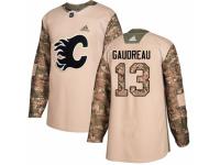 Men Adidas Calgary Flames #13 Johnny Gaudreau Camo Veterans Day Practice NHL Jersey