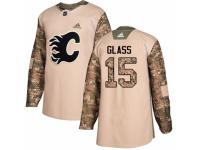 Men Adidas Calgary Flames #15 Tanner Glass Camo Veterans Day Practice NHL Jersey