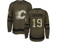 Men Adidas Calgary Flames #19 Matthew Tkachuk Green Salute to Service NHL Jersey