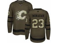 Men Adidas Calgary Flames #23 Sean Monahan Green Salute to Service NHL Jersey