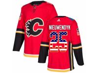 Men Adidas Calgary Flames #25 Joe Nieuwendyk Red USA Flag Fashion NHL Jersey