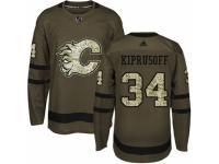 Men Adidas Calgary Flames #34 Miikka Kiprusoff Green Salute to Service NHL Jersey