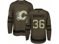 Men Adidas Calgary Flames #36 Troy Brouwer Green Salute to Service NHL Jersey