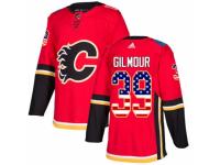 Men Adidas Calgary Flames #39 Doug Gilmour Red USA Flag Fashion NHL Jersey