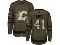 Men Adidas Calgary Flames #41 Mike Smith Green Salute to Service NHL Jersey