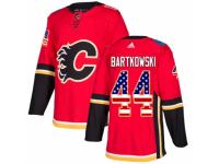 Men Adidas Calgary Flames #44 Matt Bartkowski Red USA Flag Fashion NHL Jersey