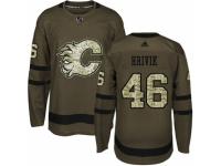 Men Adidas Calgary Flames #46 Marek Hrivik Green Salute to Service NHL Jersey