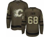 Men Adidas Calgary Flames #68 Jaromir Jagr Green Salute to Service NHL Jersey