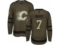 Men Adidas Calgary Flames #7 TJ Brodie Green Salute to Service NHL Jersey