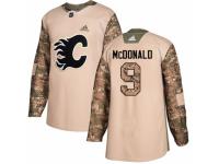 Men Adidas Calgary Flames #9 Lanny McDonald Camo Veterans Day Practice NHL Jersey