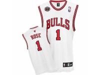Men Adidas Chicago Bulls #1 Derrick Rose Swingman White Home 20TH Anniversary NBA Jersey
