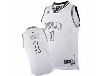 Men Adidas Chicago Bulls #1 Derrick Rose Swingman White On White NBA Jersey