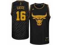 Men Adidas Chicago Bulls #16 Pau Gasol Swingman Black Precious Metals Fashion NBA Jersey