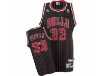 Men Adidas Chicago Bulls #33 Scottie Pippen Swingman Black-Red Strip Throwback NBA Jersey