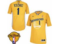 Men Adidas Golden State Warriors #1 Ognjen Kuzmic Swingman Gold Alternate 2015 The Finals Patch NBA Jersey