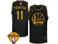 Men Adidas Golden State Warriors #11 Klay Thompson Swingman Black Precious Metals Fashion 2015 The Finals Patch NBA Jersey