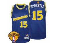 Men Adidas Golden State Warriors #15 Latrell Sprewell Swingman Blue Throwback 2015 The Finals Patch NBA Jersey