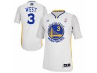 Men Adidas Golden State Warriors #3 David West Swingman White Alternate NBA Jersey