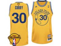 Men Adidas Golden State Warriors #30 Stephen Curry Swingman Gold New Throwback Day 2015 The Finals Patch NBA Jersey