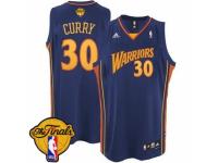 Men Adidas Golden State Warriors #30 Stephen Curry Swingman Navy Blue Throwback 2015 The Finals Patch NBA Jersey