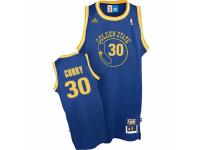 Men Adidas Golden State Warriors #30 Stephen Curry Swingman Royal Blue New Throwback NBA Jersey