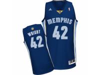 Men Adidas Memphis Grizzlies #42 Lorenzen Wright Swingman Navy Blue Road NBA Jersey