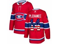 Men Adidas Montreal Canadiens #14 Tomas Plekanec Red USA Flag Fashion NHL Jersey