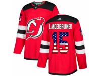 Men Adidas New Jersey Devils #15 Jamie Langenbrunner Red USA Flag Fashion NHL Jersey