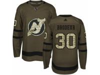 Men Adidas New Jersey Devils #30 Martin Brodeur Green Salute to Service NHL Jersey