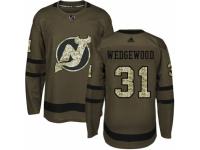 Men Adidas New Jersey Devils #31 Scott Wedgewood Green Salute to Service NHL Jersey