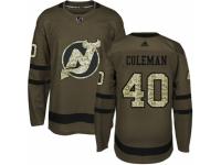 Men Adidas New Jersey Devils #40 Blake Coleman Green Salute to Service NHL Jersey