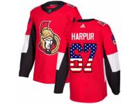 Men Adidas Ottawa Senators #67 Ben Harpur Red USA Flag Fashion NHL Jersey