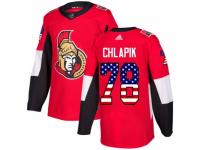 Men Adidas Ottawa Senators #78 Filip Chlapik Red USA Flag Fashion NHL Jersey