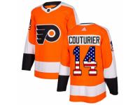 Men Adidas Philadelphia Flyers #14 Sean Couturier Orange USA Flag Fashion NHL Jersey