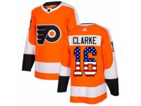 Men Adidas Philadelphia Flyers #16 Bobby Clarke Orange USA Flag Fashion NHL Jersey
