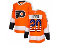 Men Adidas Philadelphia Flyers #20 Taylor Leier Orange USA Flag Fashion NHL Jersey