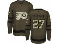 Men Adidas Philadelphia Flyers #27 Ron Hextall Green Salute to Service NHL Jersey