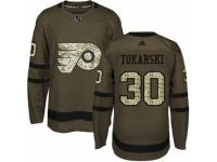 Men Adidas Philadelphia Flyers #30 Dustin Tokarski Green Salute to Service NHL Jersey