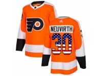 Men Adidas Philadelphia Flyers #30 Michal Neuvirth Orange USA Flag Fashion NHL Jersey