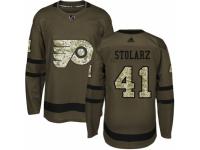 Men Adidas Philadelphia Flyers #41 Anthony Stolarz Green Salute to Service NHL Jersey