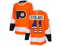 Men Adidas Philadelphia Flyers #41 Anthony Stolarz Orange USA Flag Fashion NHL Jersey