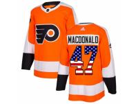 Men Adidas Philadelphia Flyers #47 Andrew MacDonald Orange USA Flag Fashion NHL Jersey